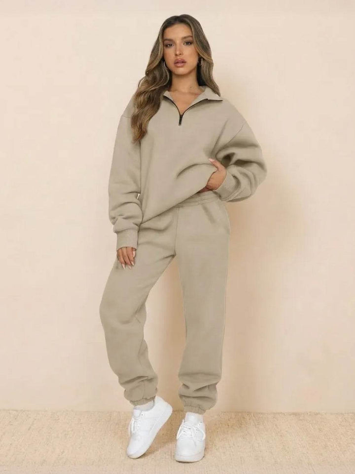 Ultra-Soft and Comfy Co-ord Tracksuit Set khaki image 1 