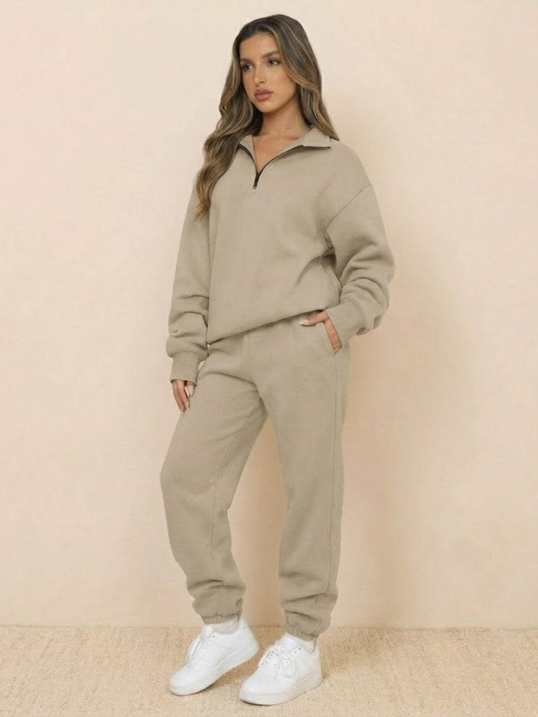 Ultra-Soft and Comfy Co-ord Tracksuit Set khaki image 2 