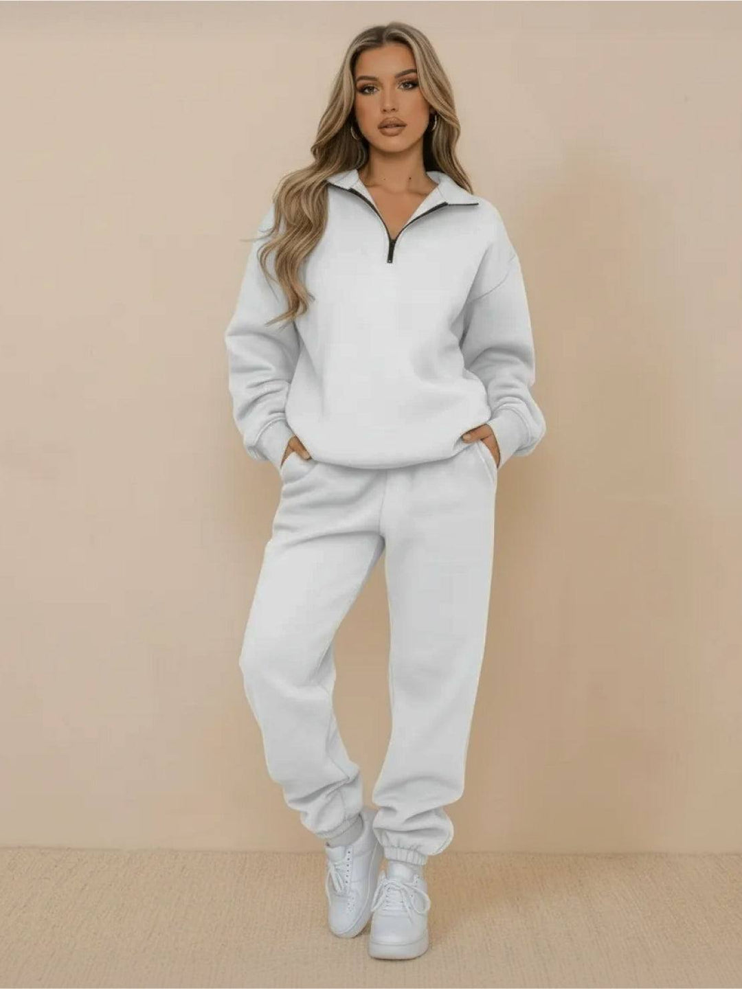 Ultra-Soft and Comfy Co-ord Tracksuit Set white image 1 