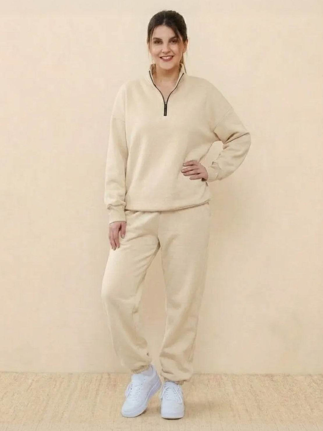 Ultra-Soft and Comfy Co-ord Tracksuit Set beige image 1 