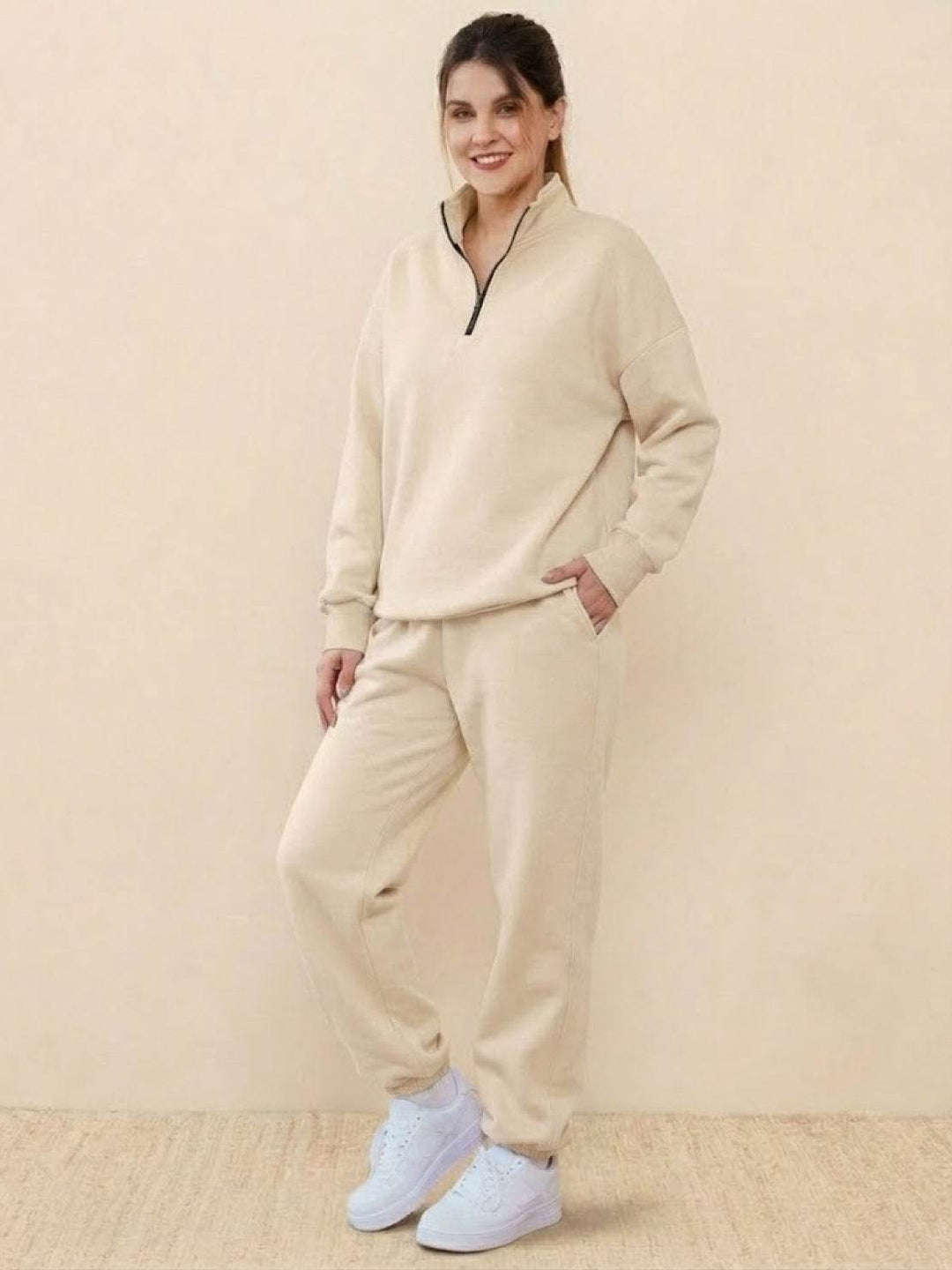 Ultra-Soft and Comfy Co-ord Tracksuit Set beige image 2 