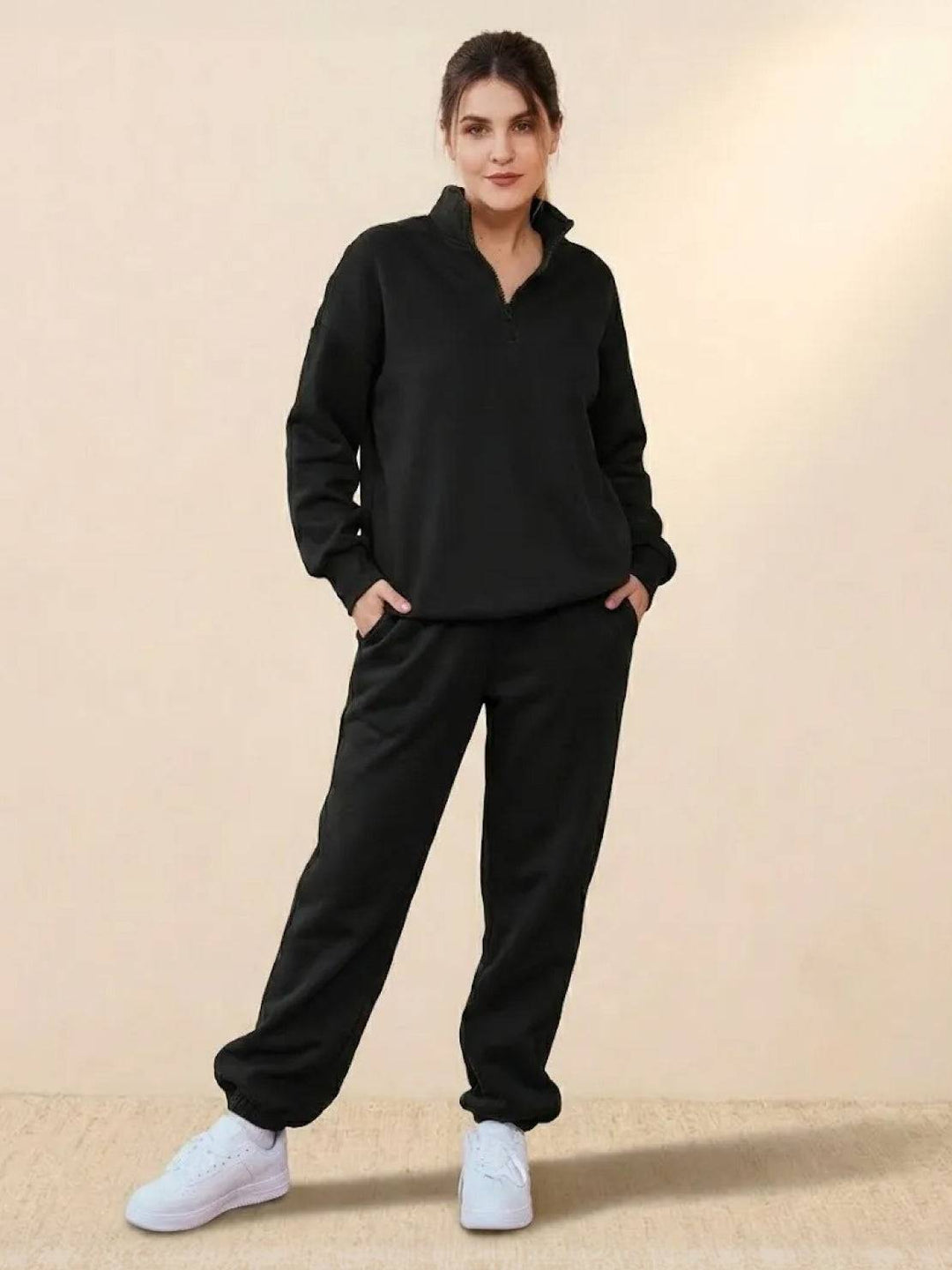Ultra-Soft and Comfy Co-ord Tracksuit Set black image 1 