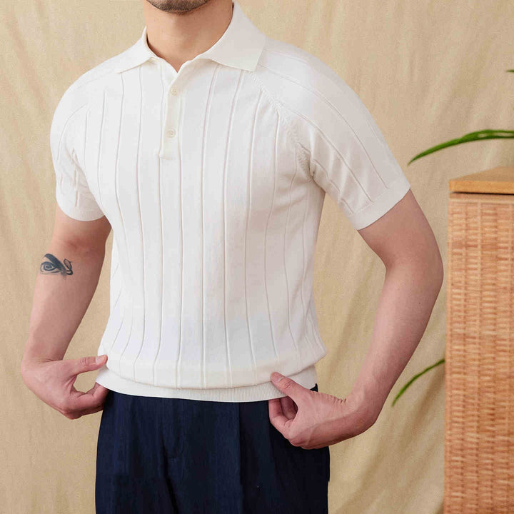VERTICAL RIBBED RAGLAN POLO