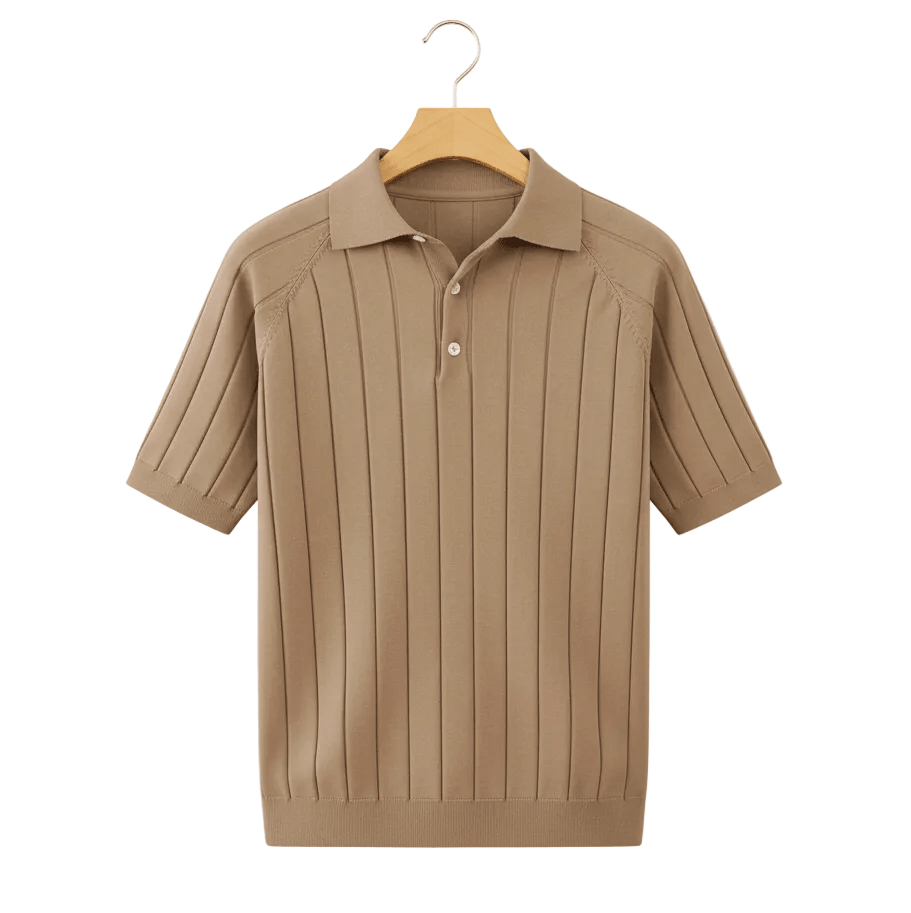 VERTICAL RIBBED RAGLAN POLO