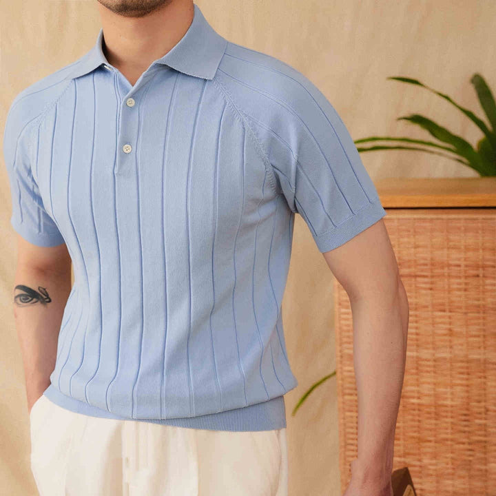 VERTICAL RIBBED RAGLAN POLO