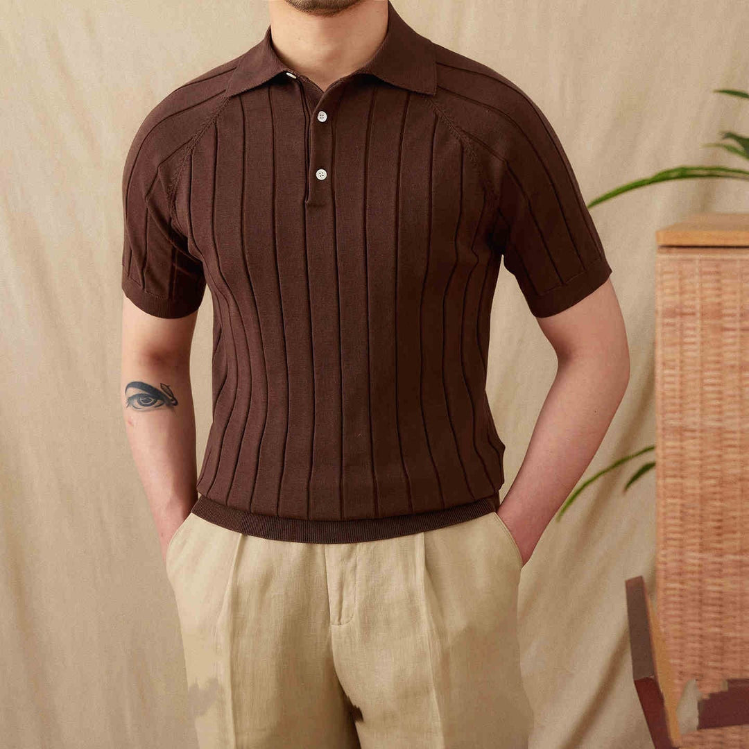 VERTICAL RIBBED RAGLAN POLO