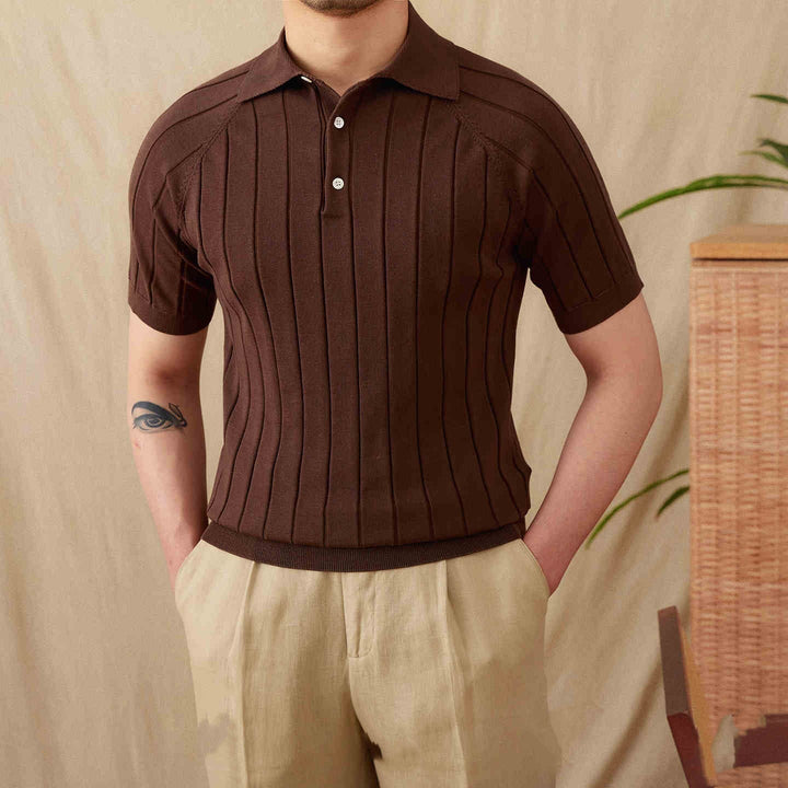 VERTICAL RIBBED RAGLAN POLO