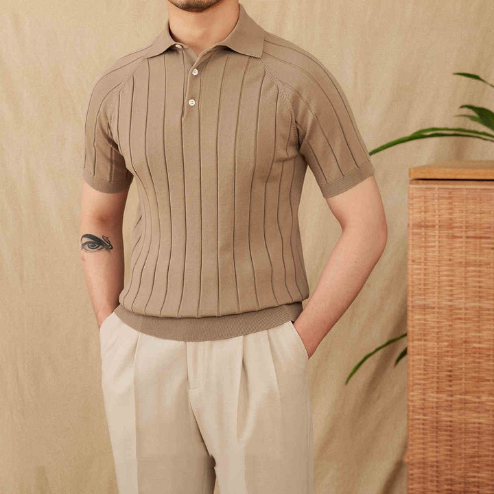 VERTICAL RIBBED RAGLAN POLO