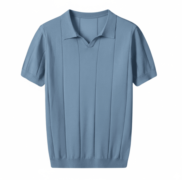 VERTICAL RIBBED V-NECK KNIT POLO