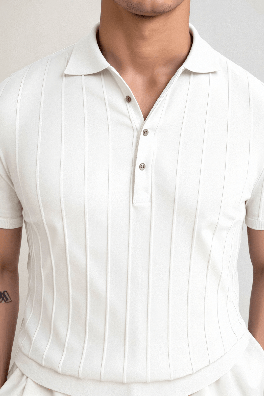 VERTICAL RIBBED RAGLAN POLO