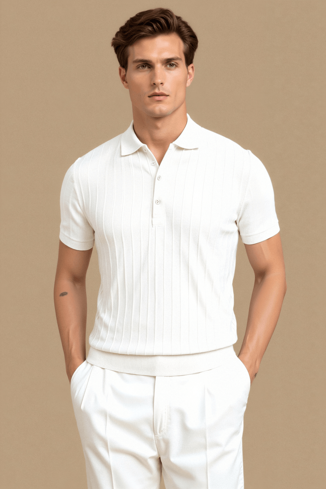VERTICAL RIBBED RAGLAN POLO