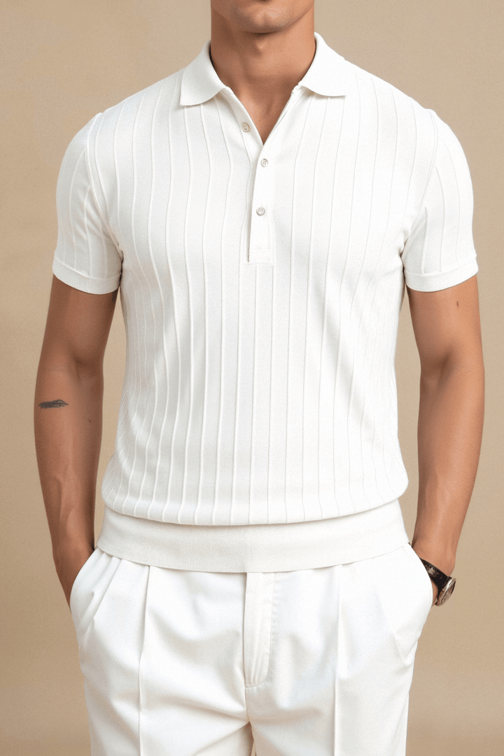 VERTICAL RIBBED RAGLAN POLO