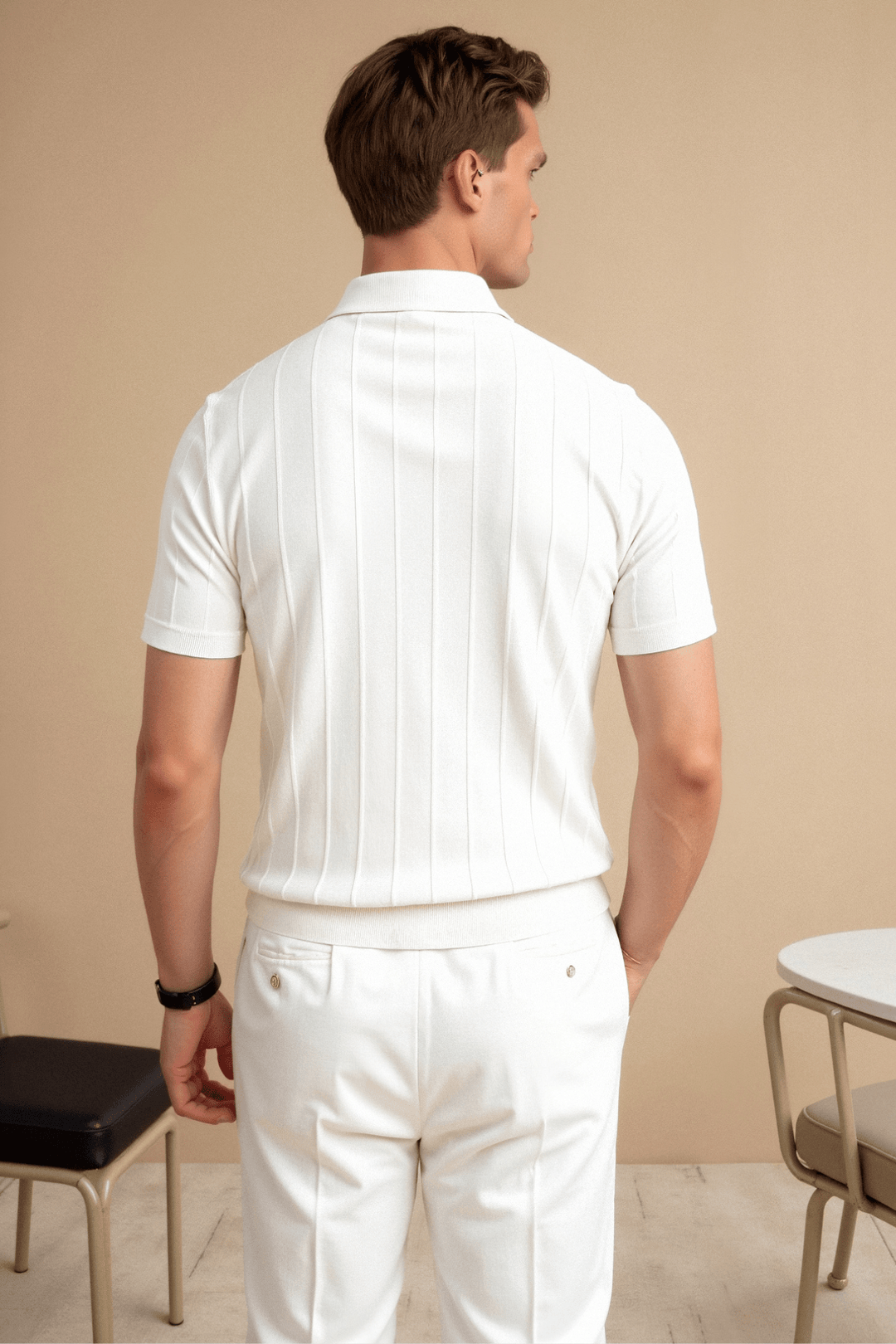 VERTICAL RIBBED RAGLAN POLO