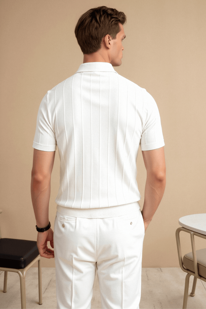 VERTICAL RIBBED RAGLAN POLO