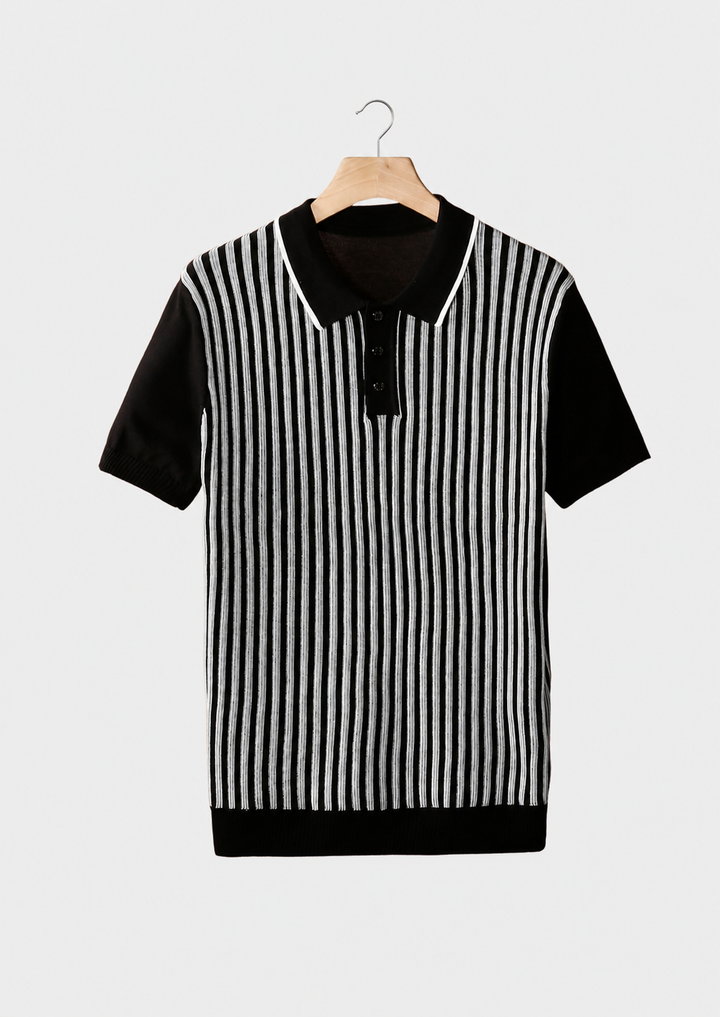 Vertical Striped Polo black image 1 #color_black