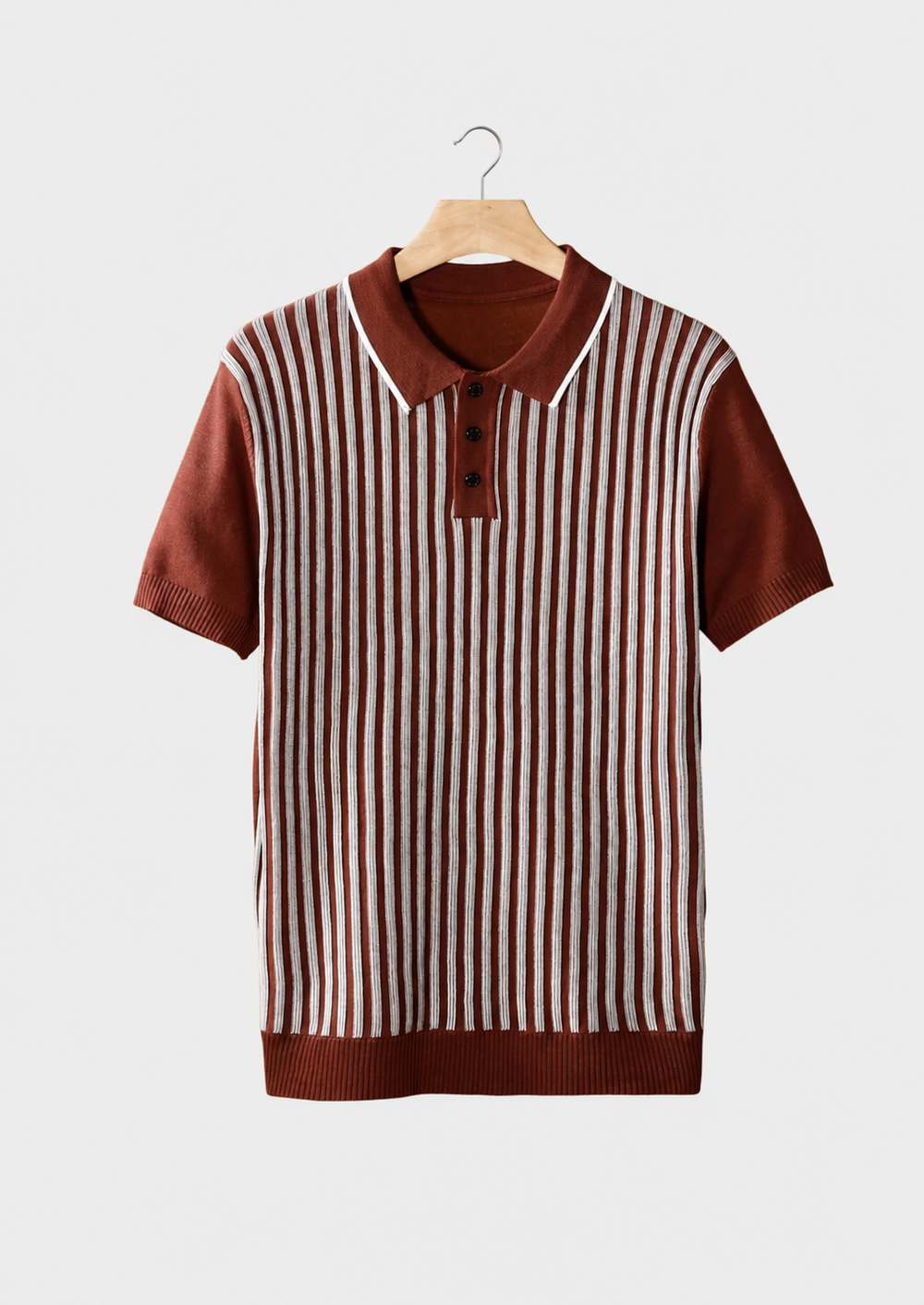 Vertical Striped Polo rust brown image 1 #color_rust-brown