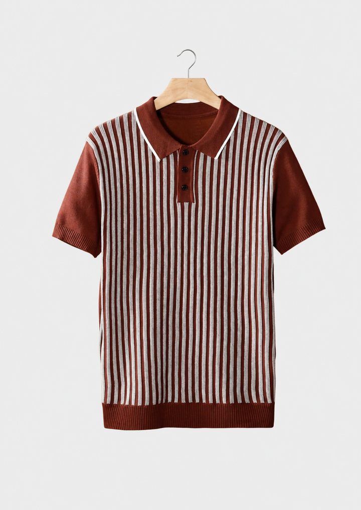 Vertical Striped Polo rust brown image 1 #color_rust-brown
