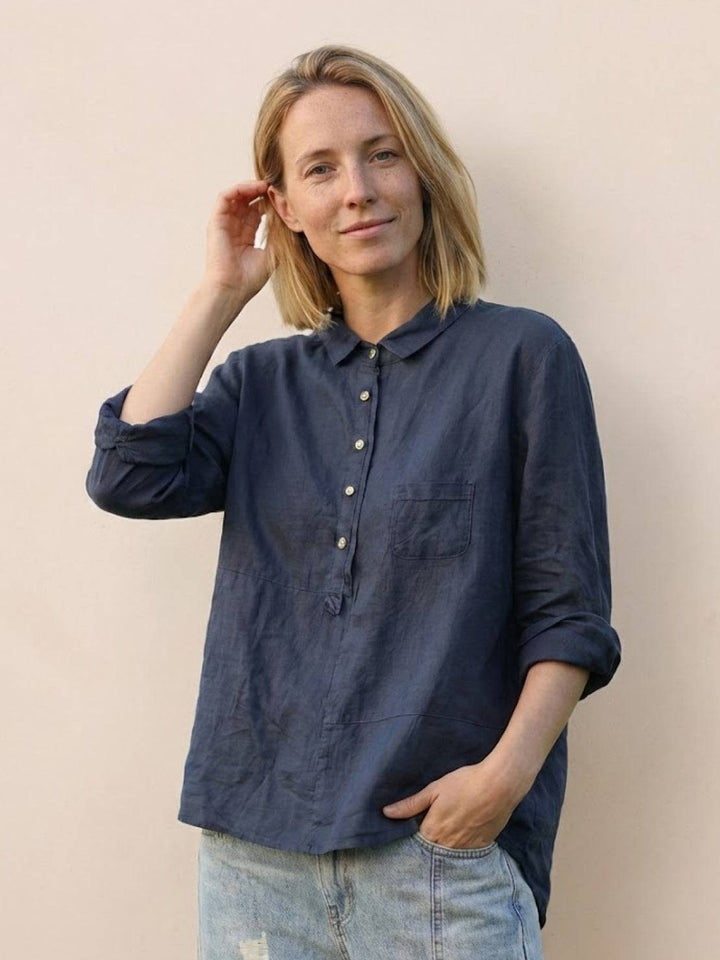Vintage Linen Shirt navy blue image 1 
