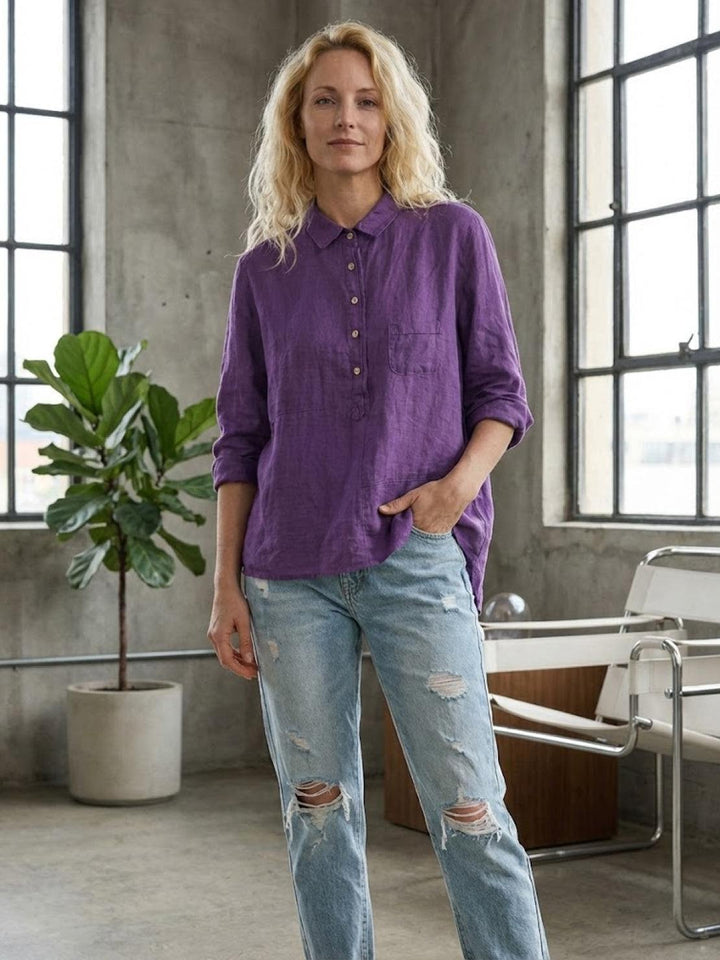 Vintage Linen Shirt purple image 3 
