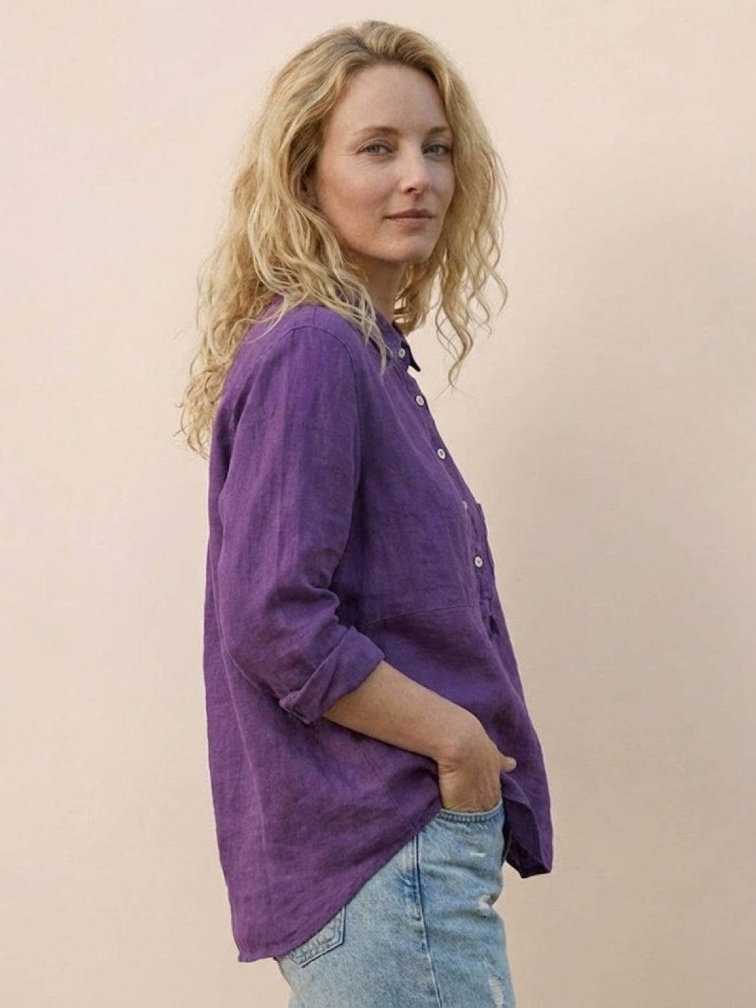Vintage Linen Shirt purple image 5 