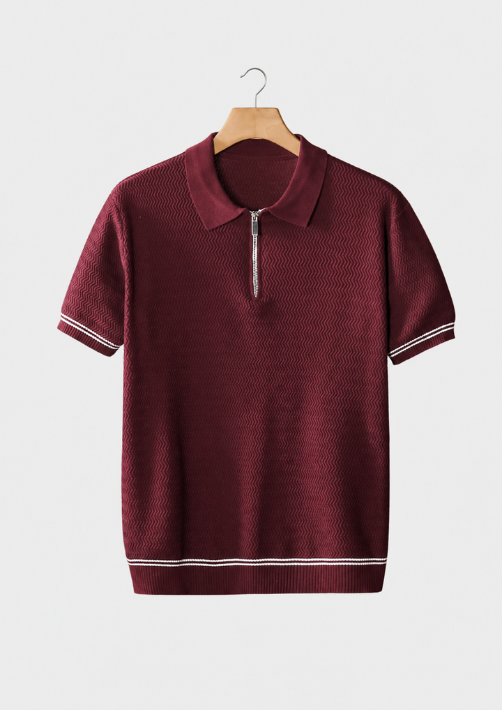 Zigzag Textured Zipper Polo bordeaux image 1 #color_bordeaux