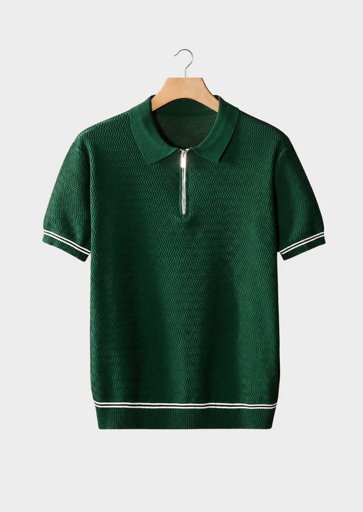Zigzag Textured Zipper Polo green image 1 #color_green